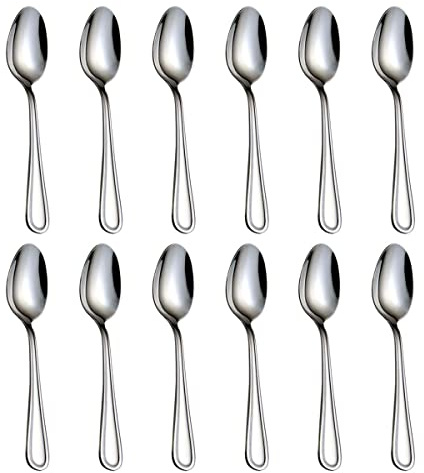 HISSF Teaspoons Set,6.29 Inches Tea Spoon12pcs, Stainless Steel, Slilver