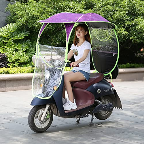 KASOI Housse de protection solaire universelle pour moto, pare-soleil pour scooter, housse de pluie imperméable, parapluie pliant imperméable pour scooter de mobilité, violet