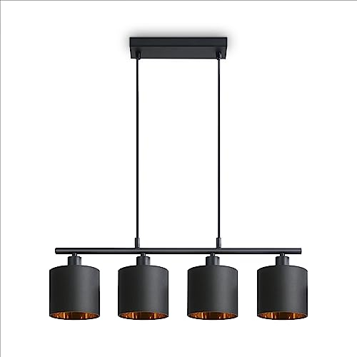 Paco Home Hängelampe 4-Flammig Innen Deckenlampe LED Lampe Lampenschirm Metall Pendellampe Wohnzimmer Esszimmerlampe Modernes Design Uni Schirm E14