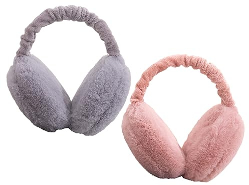 LdawyDE Ohrenwärmer Damen, Ohrenwärmer Kinder, 2 Stücke Winter Plüsch Ohrenschützer Faltbare Verstellbarer Ohrwärme Warme Ohrwärmer für Damen Kinder
