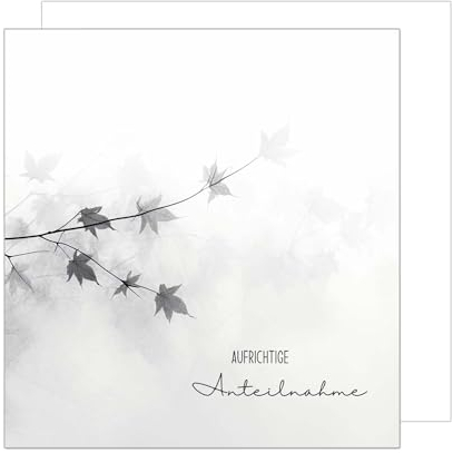 Edition Seidel Premium quadratische Trauerkarte mit Umschlag. Beileidskarte Karte In stiller Trauer Mitgefühl stille Anteilnahme Abschied herzliches Beileid Zweige Nebel (TQ103 SW024)