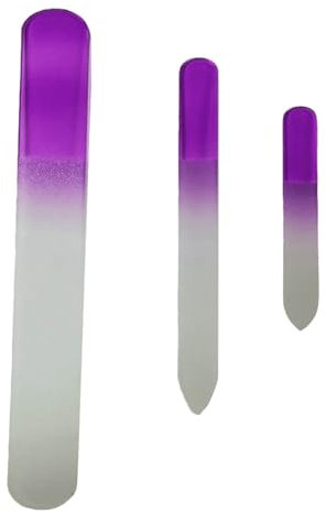 Lime à ongles en verre violette grande et moyenne lime à ongles en verre 3 tailles un ensemble de lime à ongles en verre violet Lime Ongles Professionnelle Gel (Purple, One Size)