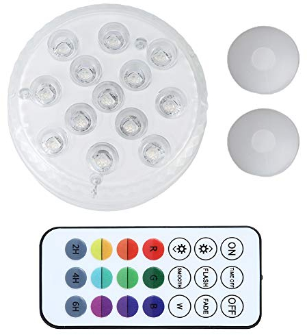 Wifehelper 13LED-Poolleuchte, Tauchbare LED-Leuchten mit Fernbedienung, IP68 Wasserdicht, 16 Farben, Unterwasser-Poolleuchte, Chip-Fernbedienung, Tauchleuchte, Batteriebetrieben, für
