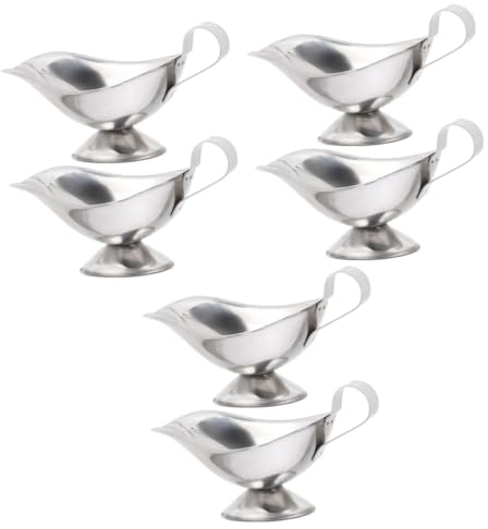 6 Pcs Stainless Steel Gravy Boat Set - 5oz Condiment Bowls and Gravy Dispensers for Sauces, Ideal for Christmas and Special Occasions