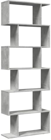 vidaXL Libreria Divisorio 6Piani Grigio Cemento 70x24x193cm Truciolato, libreria, Mobile Porta Libri, scaffale portaoggetti, Porta Libri