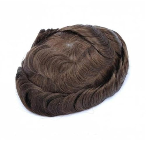 Toupet hommes Toupet de cheveux longs for hommes 14/16/18/20 pouces postiches for hommes ligne de cheveux naturelle dentelle et base en polyuréthane système de cheveux humains prothèse de cheveux masc
