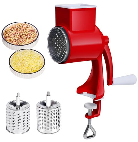Käsereibe Mit Kurbel, Gemüsehobel Edelstahl Mit 2 Abnehmbaren Trommelblättern, Edelstahl Kartoffelreibe, Manuelle Nussmühle, Schnelles Schneiden Gemüsehobel, Für Käse, Nüsse, Schokolade