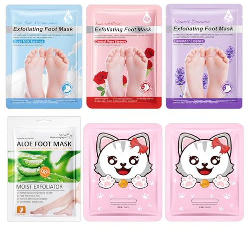 4 Pair Fussmaske Socken FußMaske Socken Foot Mask FußMaske Hornhaut FußMaske Fussmaske Foot Peel Mask Fuß Maske Anti Hornhaut Socken Foot Peel Mask Hornhautsocken Mit 2 Katzenkrallen-Handmaske