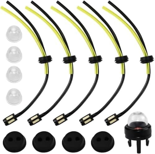 Vuzmode 15 Pcs Strimmer Fuel Pipe Fitting Kit, Universal Grass Trimmer Fuel Line with Fuel Primer Bulb and Fuel Tank Seal Grommet, for Brush Cutter Trimmer Mower Hedge Trimmer return oil hose(BLACK 14