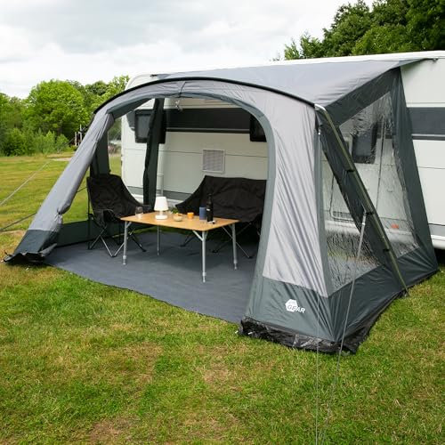 your GEAR Vorzelt Positano 330 oder 400 - Wohnwagenvorzelt mit 4 Fenstern und großer Tür. UV 50+ Caravan Zelt mit Alu Gestänge (400 cm)