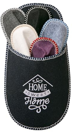 JOMIX Chaussons Invités avec Lettres en Feutre, Lavables, Lot de 5 Paires, Chaussons de Voyage pour Maison Hôtel