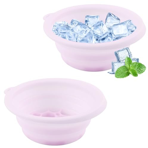 2pcs Face Bowl for Ice with Built-In Icetray, Collapsible Silicone Facial Ice Bath Bowl for Cold Plunge Therapy, Skin Tightening & Anti-Puffiness, Portable Spa Tool fo r Home & Travel(purple)