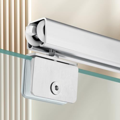 Glassschiebetür Schiene aus Aluminium Schiebetürbeschlag Komplettset mit Edelstahl Laufrollen Laufschienen für Schiebetüren Schiebetürsystem für 1/2/3/4 Türen - Deckenmontage(2.4m/7.9ft)