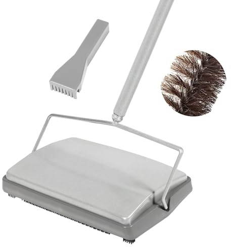 Carpet Sweeper, Floor Sweeper with Horsehair Roller Brush Strong, Suitable for Carpet Cleaning Power, Bristle Sweeper, Great for Kitchen, Carpet