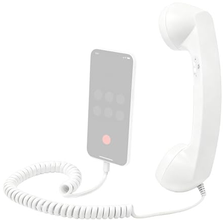 Retro telefonadapter – typ C klassisk tillbehör med mikrofon för anslutning av mobiltelefoner, hållbar plug play design för resor sängbord badrum skrivbord vardagsrum, svart vit