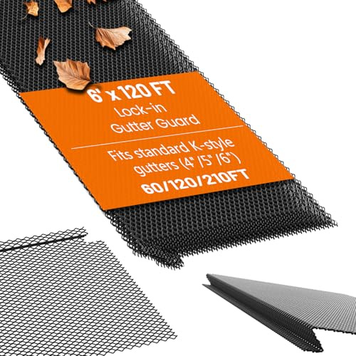 120 ft Gutter Guard (40 Pack) - Universal Fit for 4, 5, 6 Inch K-Style - Black Coated Steel Micro Mesh - Snap-In Interlocking Leaf Filters - Durable Rain Gutter Screens for Debris