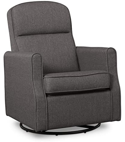 Delta Children Blair Slim Nursery Glider Swivel Rocker Chair, Charcoal