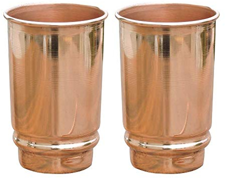 ANCIENTIMPEX Juego de 2 vasos de cobre puro para beneficios para la salud de Ayurveda, capacidad de 350 ml