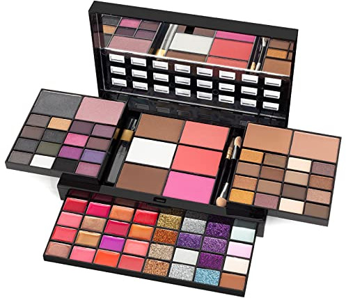 All-in-One Makeup Set - Ultimate Color Combination - 36 Eyeshadows, 28 Lip Gloss, 3 Blushes, 4 Concealers, 3 Contour Powders, 3 Brushes, 1 Mirror, 74 Colors Makeup Set Combination Palette