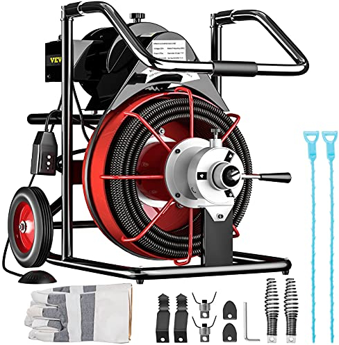 VEVOR 1750 RPM - Máquina para limpieza de tuberías, color rojo