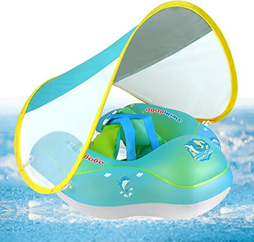 Aimachen Bouee Bebe Parasol,Bouee Piscine Bebe avec Pare Soleil,Bouée Piscine Bébé,Bouée Bébé de 3 à 36 Mois
