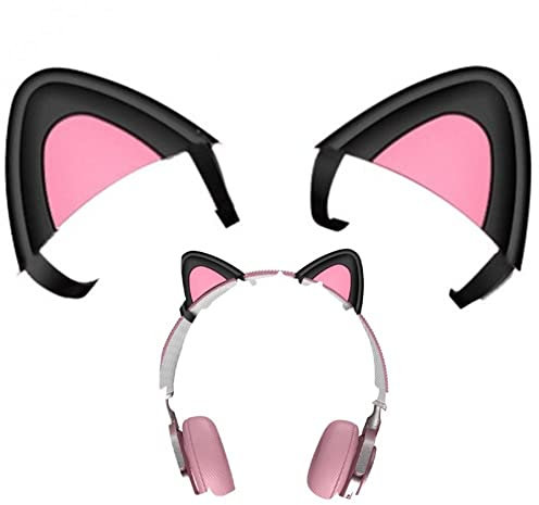 Baokuan Cute Cat Ears Headphone Attachment, Funny Gaming Headset Decor, Lovely Attachable Accessory for Headphones