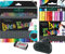 Faber-Castell - Buntstifte Blackwood, 100er Etui, leuchtende Farben mit weichem Abstrich, schwarzes Holz (100er Malset) inkl. Filzstift Black Edition 20er, Spitzdose Sleeve und Radierer Dust-free