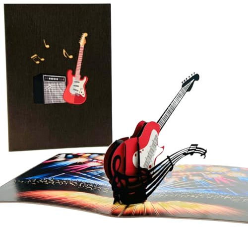 Three Dee Cards - Rockin' Electric Guitar 3D Pop Up Card – The Ultimate Pop-up Greeting for Dad Fathers Day Birthday Husband Anniversary Son Nephew Grandson Brother In Law Uncle Boyfriend Fiancé