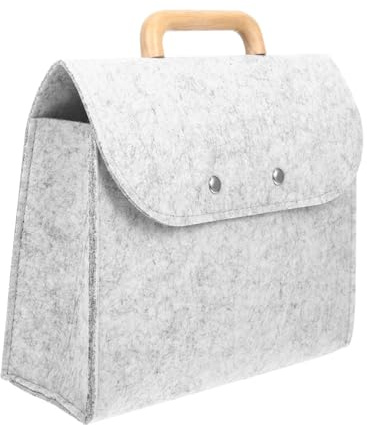 Gogogmee Affärsväska i Filt Med Trähandtag Praktisk Förvaring Filer Och Tillbehör För Kontor Och Affärsmöten Rymlig Och Elegant Design Mjukt Och Bekvämt Material