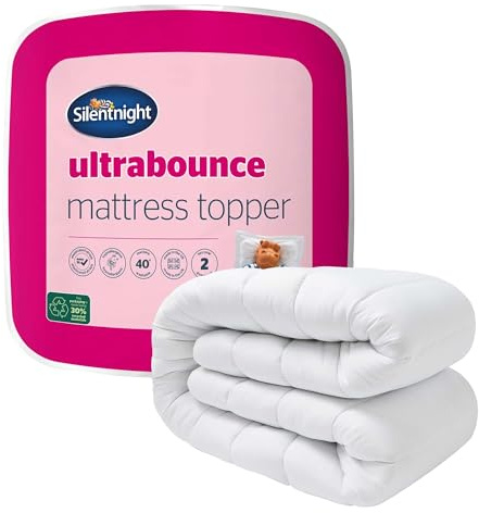 Silentnight Ultrabounce Mattress Topper Double Bed - Quilted Supportive Comfortable Mattress Bed Topper with Easy Fit Straps, Super Soft Touch Cover - Hypoallergenic and Machine Washable - Double