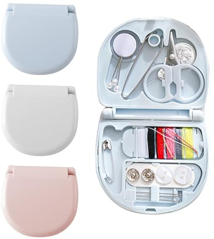 Dancepandas 3 Pcs Kit Cucito da Viaggio,Set da Cucito Compatto Portatile Ago e Filo per Cucire,per Principianti,Casa,Viaggio e Emergenza Uso,Pieno di Aghi da CCucito,Forbici,Ago,Filo