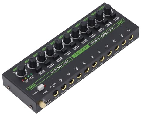 Elprico Studio-Audio-Stereo-Mixer, MIX1000 10-Kanal-Stereo-Mixer mit RGB-Licht, Stereo-Mono-Schaltmixer für Gitarre, Tastatur, Schlagzeug, Bühne (Elpricofn0ydieh9k-11)