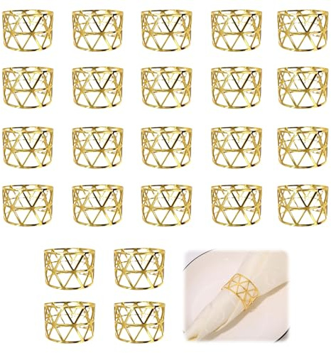 VZU 24 Stück Gold Metall Serviettenringe, Vintage AushöHlen Serviettenringe, Tischdekoration, Napkin Rings, für Hochzeitsfeier, Abendessen, Jubiläum