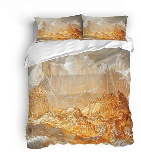 bettwäsche jersey 140x200 Gelbe Spitze kinderbettwäsche mädchen Mikrofaser Set mit Bettbezug und 2 Kissenbezügen 80x80cm,Komfortable und Weiche Bettwäsche für den Winter,Pflegeleicht und Hygienisch