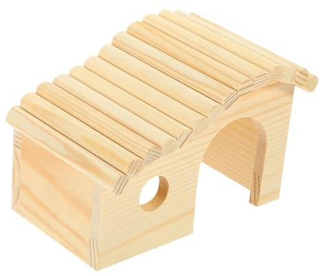 SEWOART Nido per Criceti in Legno Beige Ampio Spazio, Balcone e Scaletta, Accessorio per Gabbia per Rifugio e Relax dei Piccoli Animali