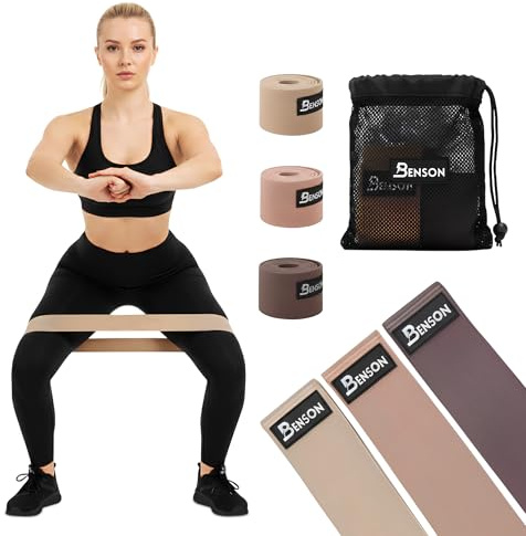 Set di fasce di resistenza, 3 fasce fitness con diversi livelli di resistenza, borsa per il trasporto e accessori, per fitness, yoga e costruzione muscolare, cotone