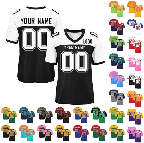 Custom Football Jersey, Personalisiert American Football Spieltrikots mit Name Nummer, Personalisierte Trikot T-Shirt für Kinder Erwachsene Junge Mädchen Herrn Damen