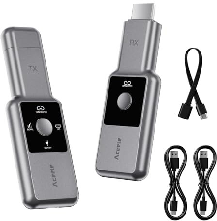 Aceele HDMI Wireless Trasmettitore e Ricevitore, Full HD 1080P Extender HDMI Wireless con Display LED, Portata 165FT/50M, 2,4G/5G Streaming Video/Audio/File da Laptop, PC a Monitor/TV/Proiettore