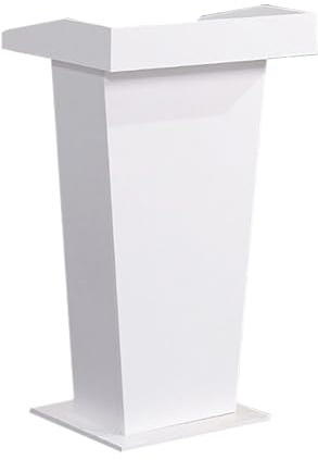 Premium-Podium mit Holzsockel, vielseitiges Rednerpult für Präsentationen, Aufbewahrung inklusive, ideal für Klassenzimmer, Kirche, Konzerte – weißes Finish
