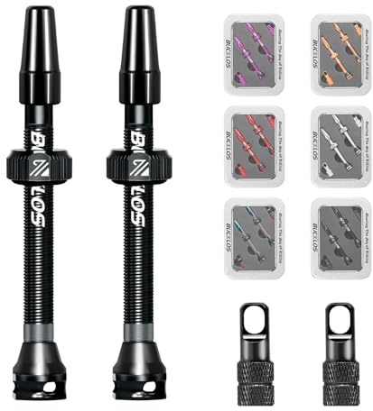 AEYINO Presta Valve Tubeless Stem 60 mm, Valve Stem Kit with Valve Core Removal Tool for Road Bike/Mountain Bike/MTB, Fit Most Bicycle Rims, Super Light Durable Aluminum Stem Black