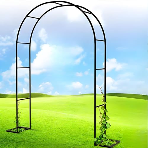 Arco da giardino per piante rampicanti in metallo per rose, robusto arco per matrimonio, altezza 0,8-3,5 m, padiglione da giardino per esterni (nero, 350 cm di larghezza x 220 cm di altezza)