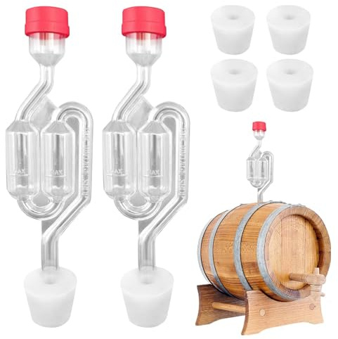 2pcs Fermentation Airlock, Brewing Airlock Plastic, Fermentation Valve Bubbler Airlocks, Exhaust Valve Beer Making Vent Air Lock with Cap Reusable Wine Fermentations