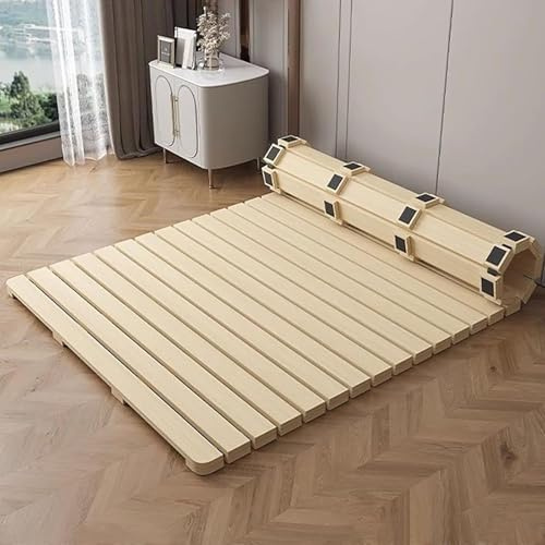Folding Wood Bed Frame, Queen Full Double Twin Mattress Support Bed Slats, Moisture-Proof Frame Wooden Tatami Mat Pine Pallet Mattress Support(90 * 200cm/35 * 79inch)