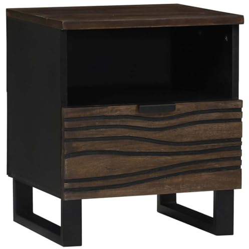 KTHLBRH Armario de Noche Nogal Mesita de Noche con Cajones, Armario de Madera Sólida para Almacenamiento 40 x 33 x 46 cm Madera Maciza de Mango