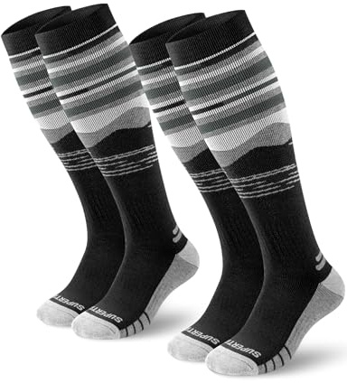 Supertrip 2 Pairs Merino Wool Ski Socks for Womens Mens, Full Cushion Thermal Winter Warm Thick Socks for Skiing Snowboarding