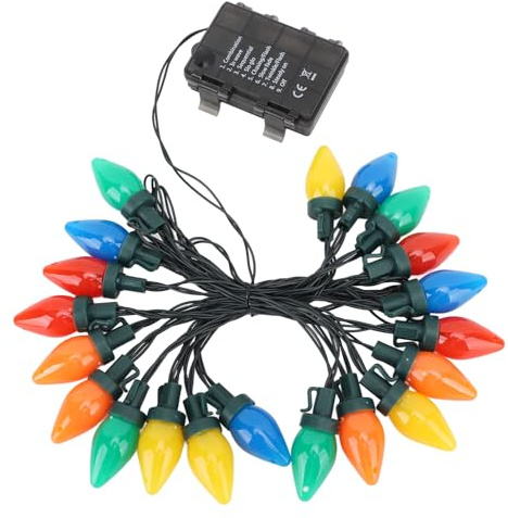 Luci Natalizie LED C9 a Forma di Fragola IP44, 20 Luci su 5 Metri, Decorazione Luminosa per Compleanni e Feste, Adatte per Interni ed Esterni