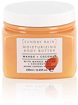 Sunday Rain Moisturising Hydrating Body Lotion, Vegan and Cruelty-Free, Tropical Mango Butter and Coconut Oil, 250ml