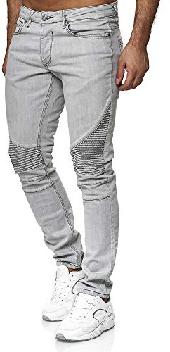 Tazzio Herren Denim Biker-Jeans Slim Fit M517-3 Grau 40/32