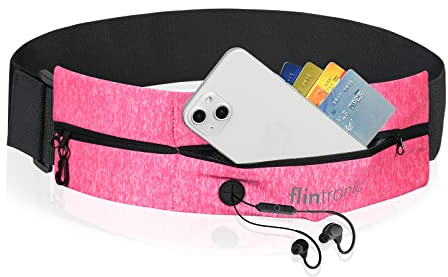 Flintronic Marsupio Sportivo, Marsupio Running Doppia Tasca per iPhone -Cintura Palestra e Porta Cellulare da Corsa con Gancio Portachiavi #4 Rosso