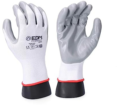 GUANTE DE BRICOLAJE POLIÉSTER RECUBIERTO DE NITRILO TALLA 10 EDM